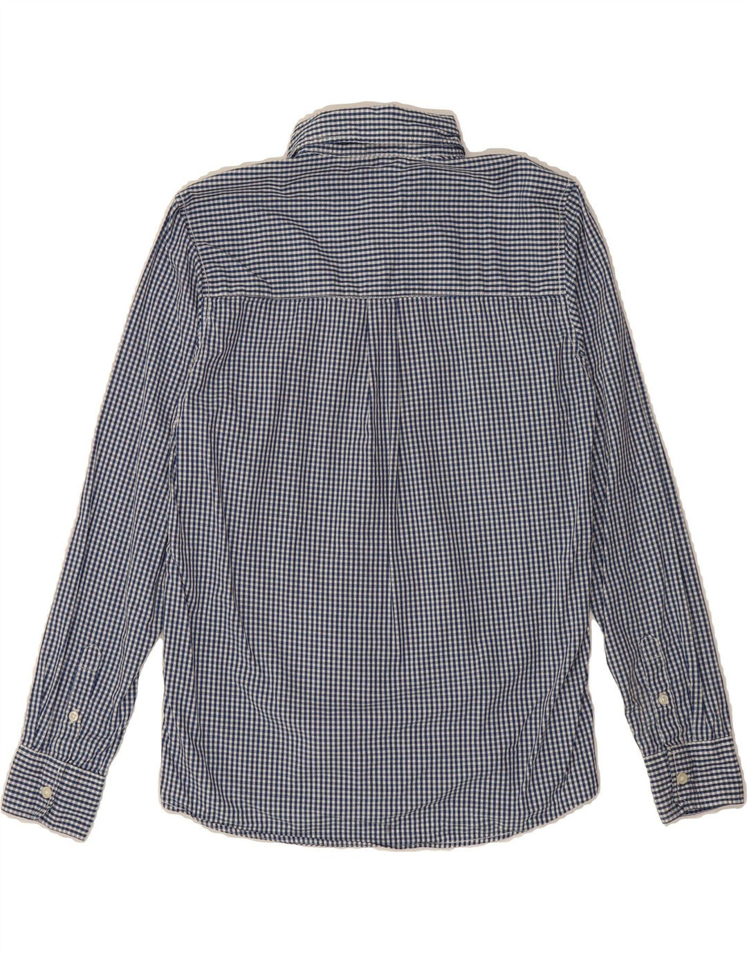 BENETTON Womens Shirt UK 12 Medium Navy Blue Gingham Cotton Vintage Benetton and Second-Hand Benetton from Messina Hembry 