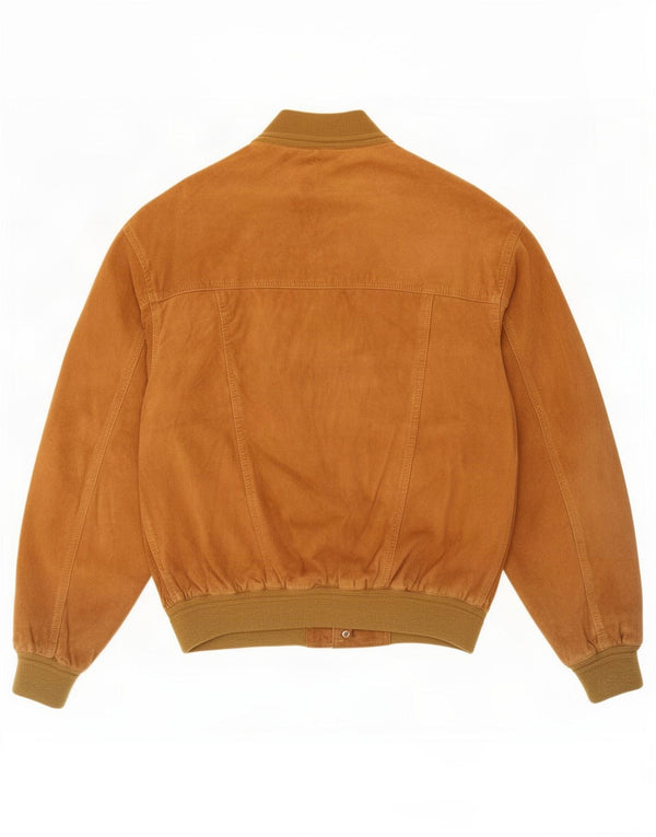 Vintage Ανδρικό Suede Bomber Jacket IT 48 Medium Beige Leather
