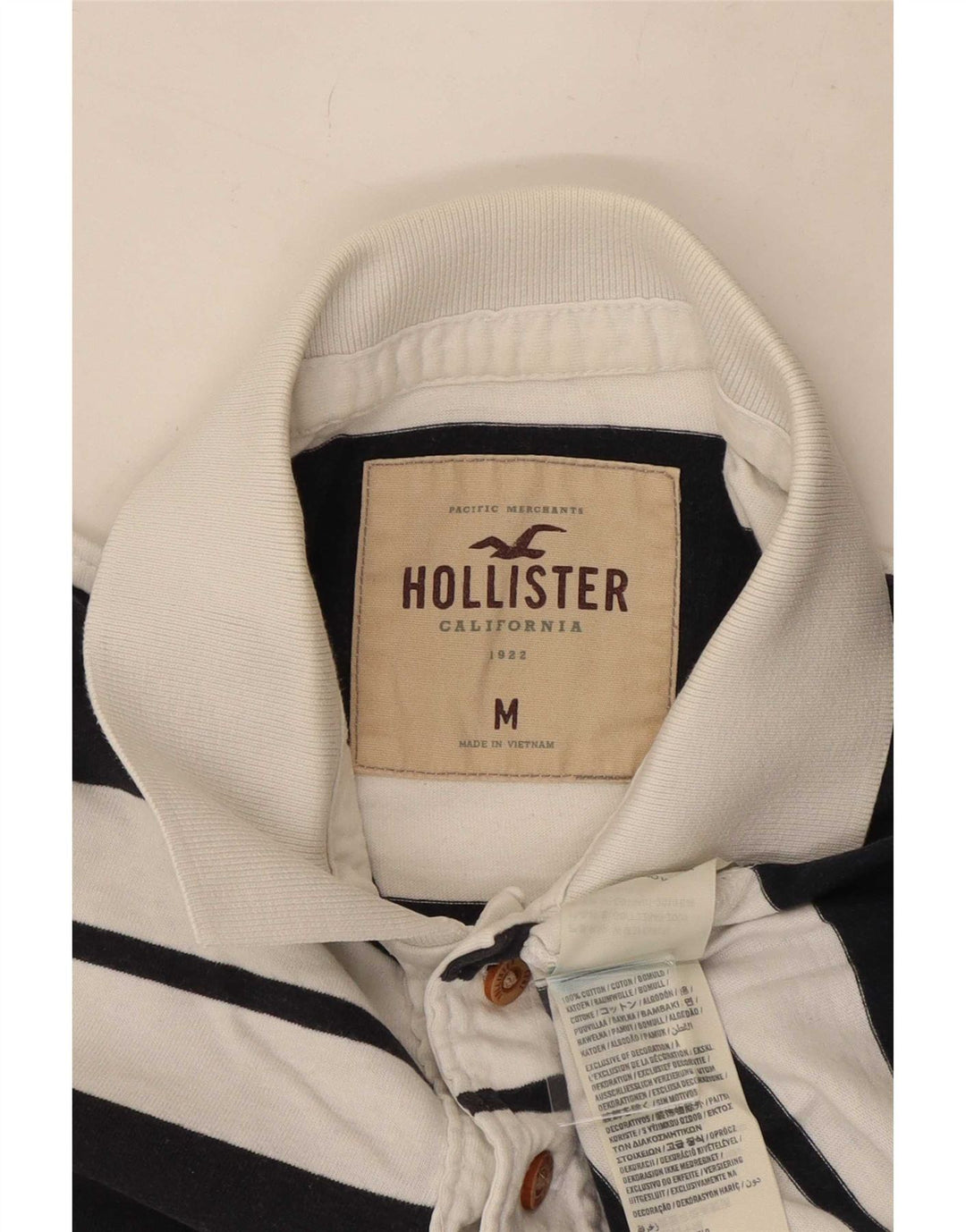 Ανδρικό μπλουζάκι πόλο Hollister, Βαμβακερό μεσαίο ναυτικό μπλε ριγέ