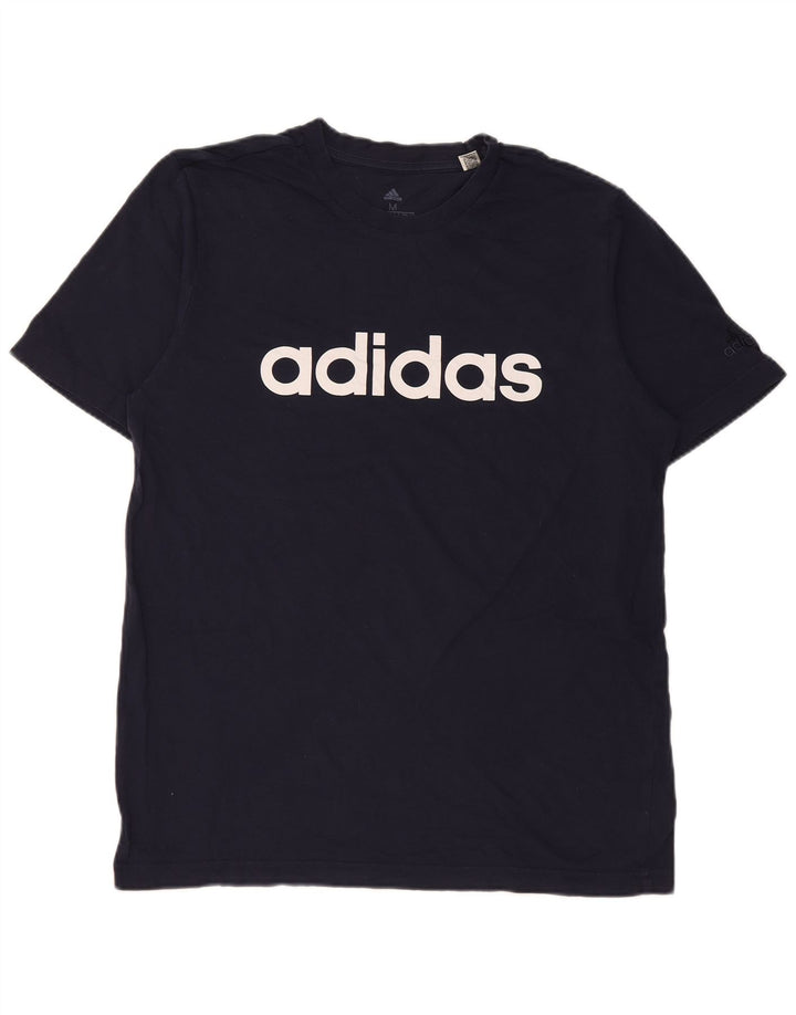 Ανδρικό γραφικό T-Shirt Adidas Top από μεσαίο μπλε ναυτικό βαμβακερό