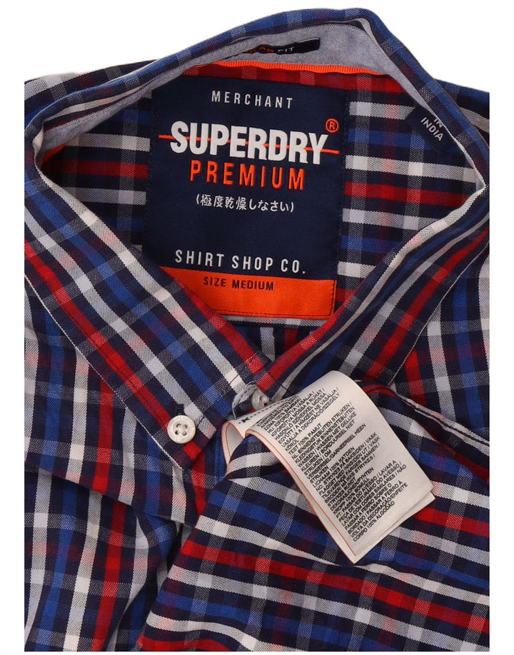 Ανδρικό κοντομάνικο πουκάμισο SUPERDRY με κανονική εφαρμογή, μεσαίο μπλε βαμβακερό