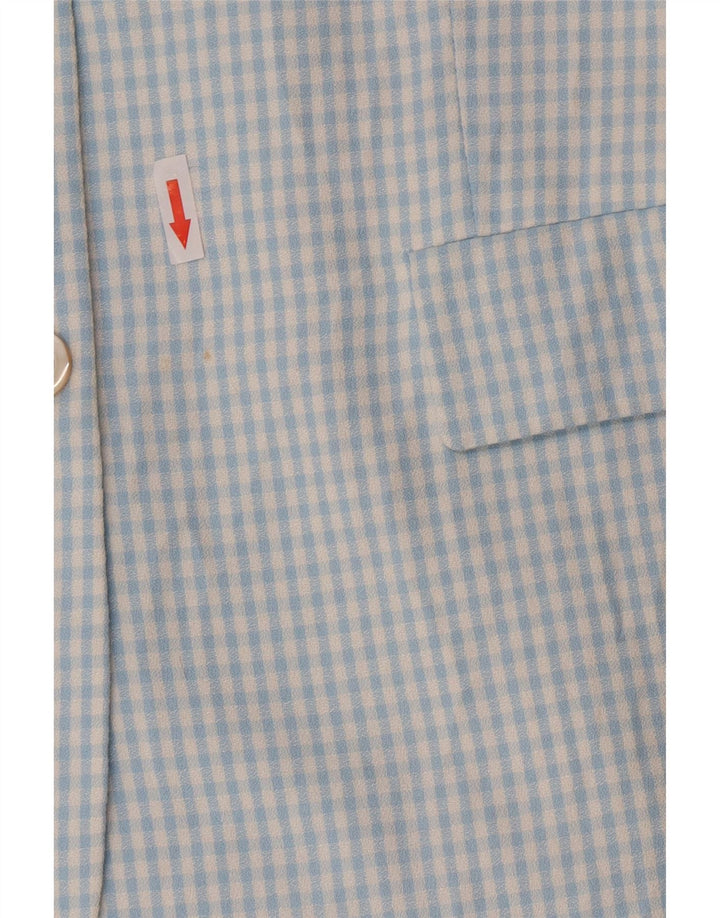 Vintage γυναικείο σετ 3 κουμπιών 2 τεμαχίων IT 46 Μεγάλη μπλε βισκόζη Gingham