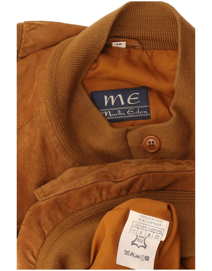 Martin Eden Ανδρικό Suede Bomber Jacket IT 48 Δερμάτινο Μεσαίο Καφέ