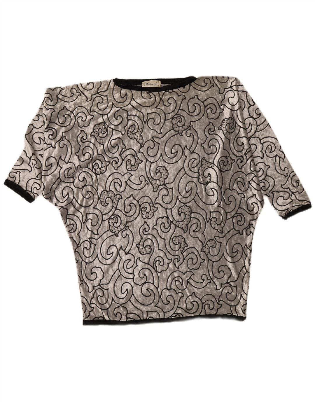 Γυναικείο βελούδινο ρόπαλο VINTAGE Top UK 22 3XL Ασημί γεωμετρική βισκόζη