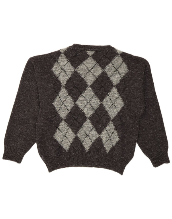 Ανδρικό πουλόβερ Jack Stone με V λαιμόκοψη IT 48 Medium Grey Argyle/Diamond