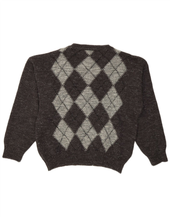 Ανδρικό πουλόβερ Jack Stone με V λαιμόκοψη IT 48 Medium Grey Argyle/Diamond
