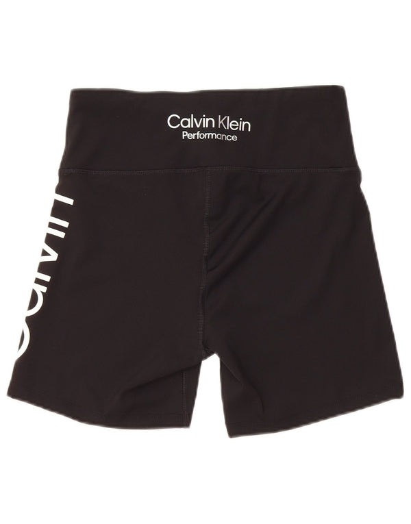 Calvin Klein Womens Graphic Sport Shorts UK 12 Medium Black Polyester