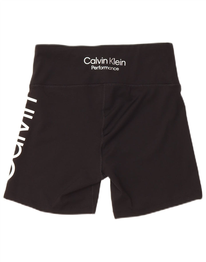Calvin Klein Womens Graphic Sport Shorts UK 12 Medium Black Polyester