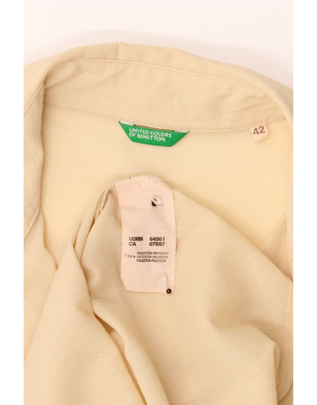 Benetton Γυναικεία Μπλούζα See Through πουκάμισο IT 42 Medium Beige Polyester