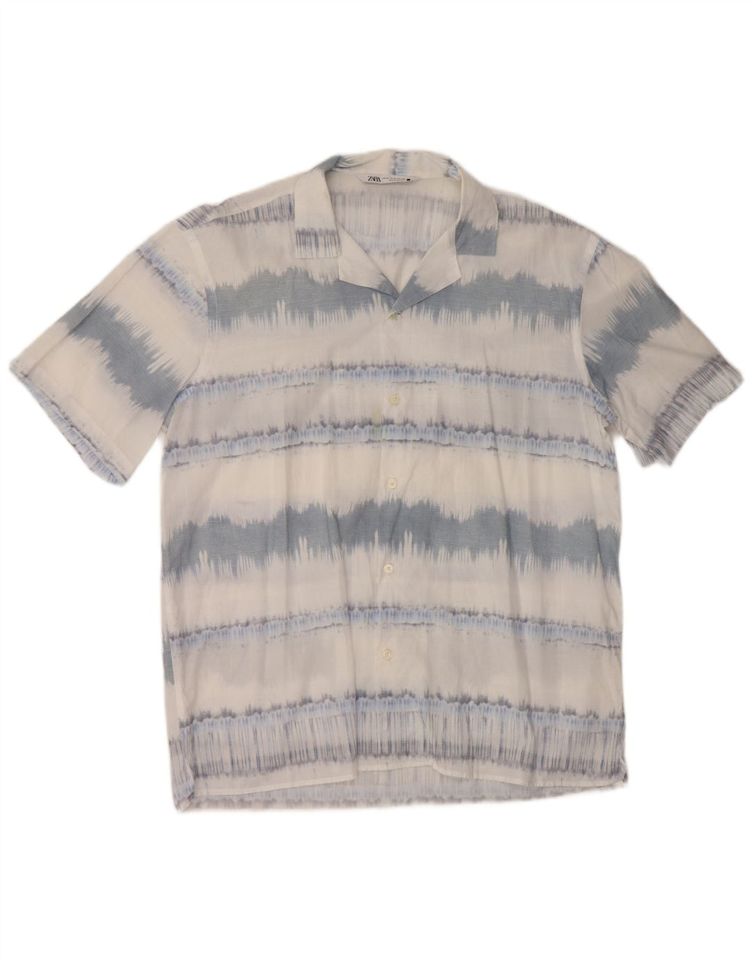 Ανδρικό κοντομάνικο πουκάμισο ZARA XL Βαμβακερό μπλε ριγέ