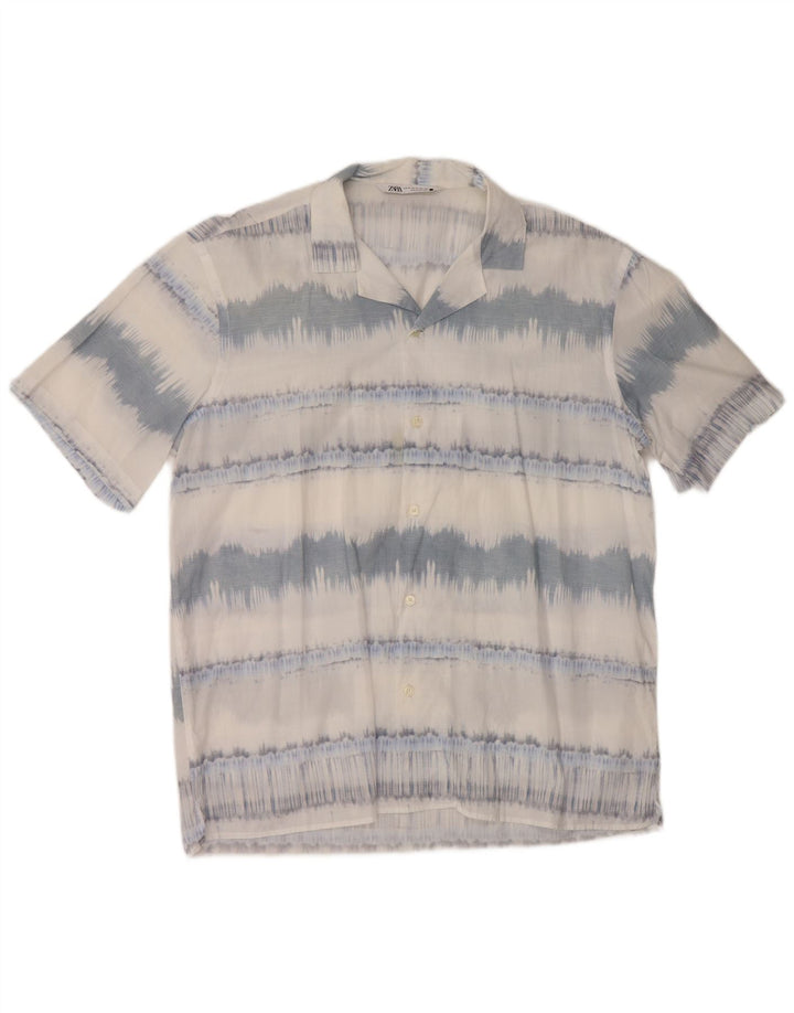 Ανδρικό κοντομάνικο πουκάμισο ZARA XL Βαμβακερό μπλε ριγέ