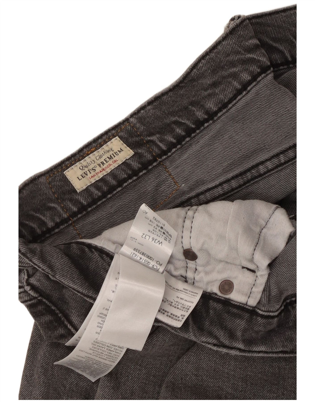 Levi's Mens 514 Straight Jeans W36 L32 Gray Cotton Classic