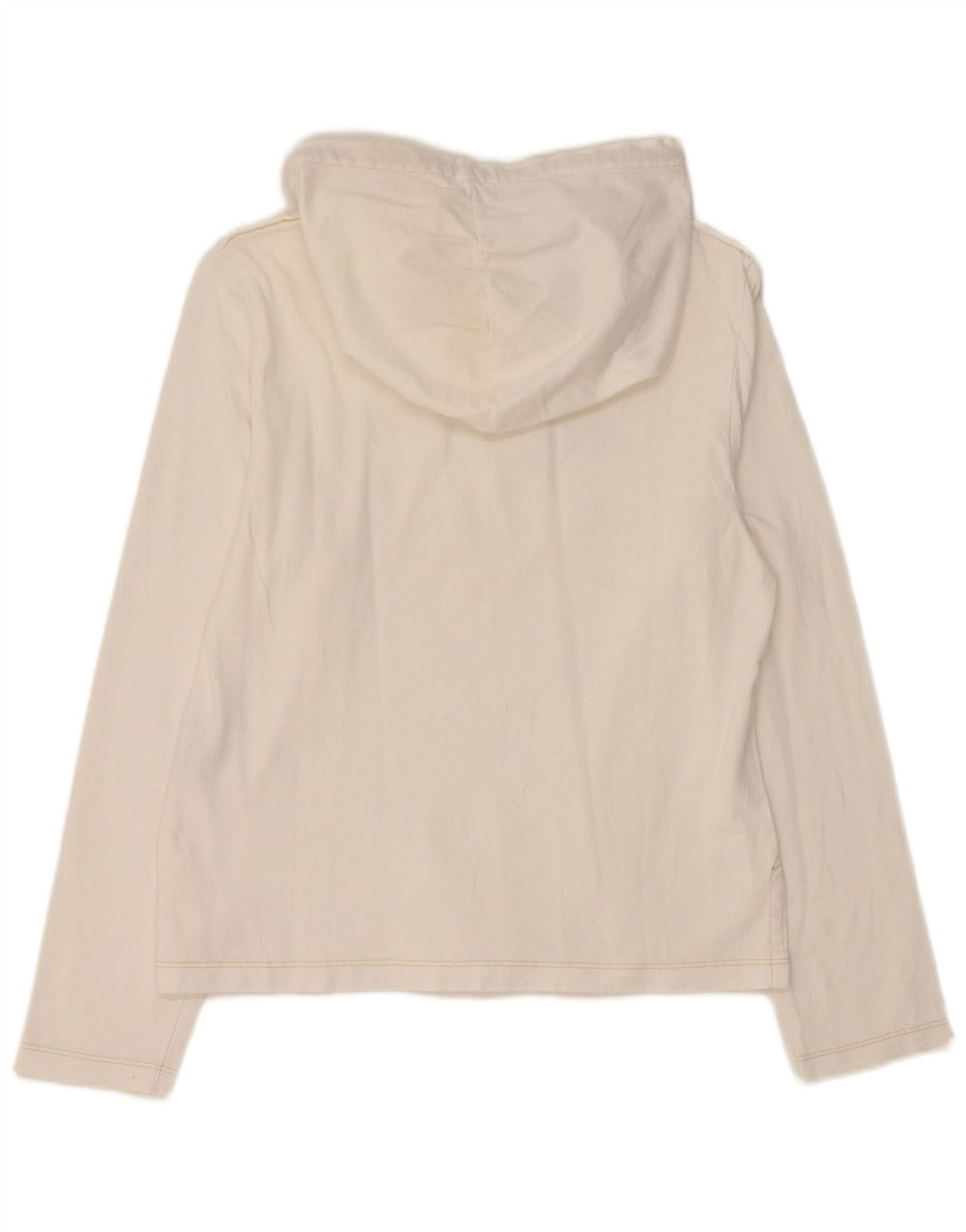 REPLAY Γυναικείο τοπ με κουκούλα γραφικό μακρυμάνικο UK 14 μεγάλο λευκό βαμβακερό