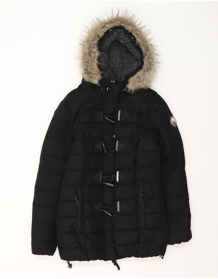 Γυναικείο μπουφάν με κουκούλα SUPERDRY UK 12 μεσαίο μαύρο πολυεστέρας