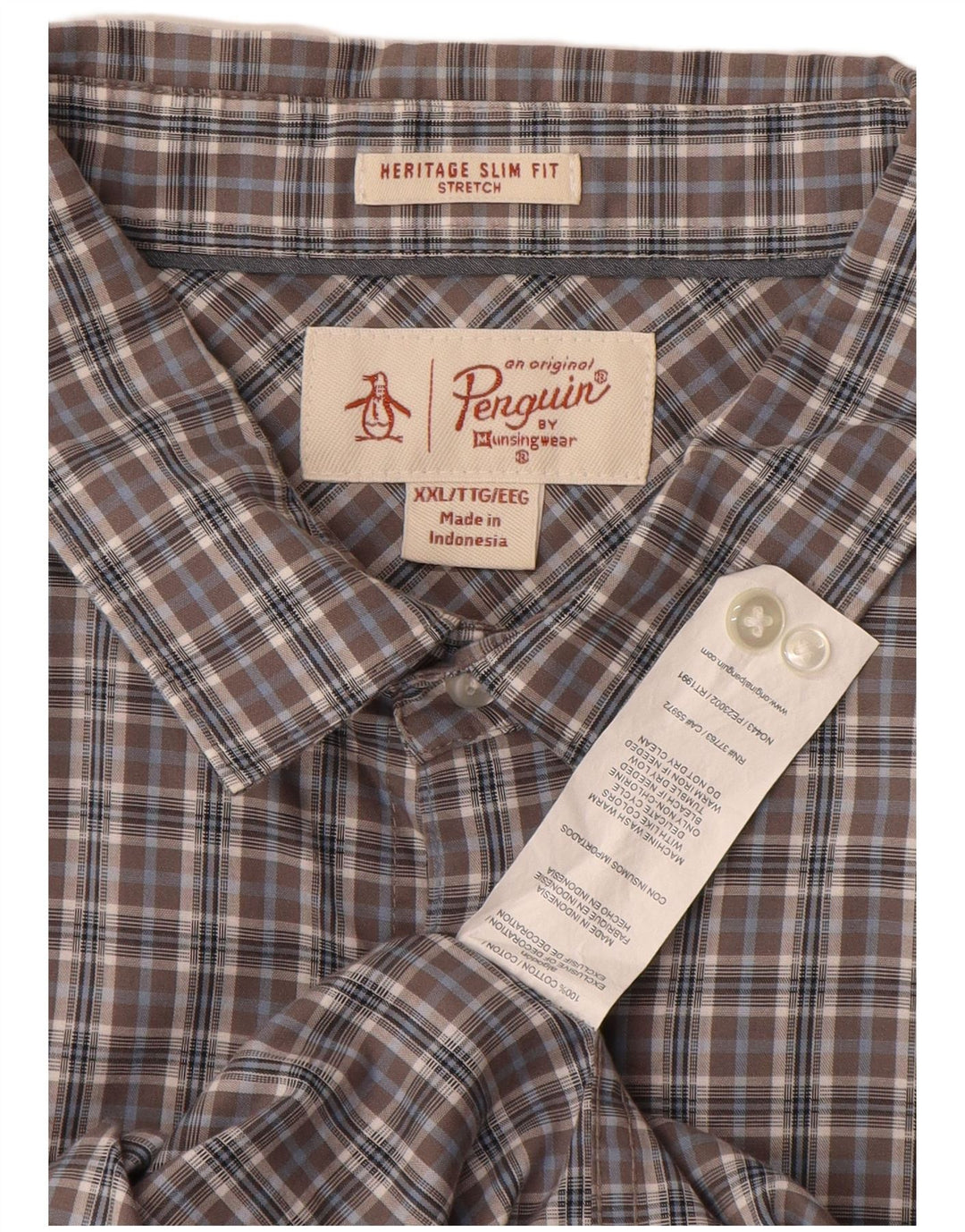 Ανδρικό πουκάμισο PENGUIN Heritage Slim Fit 2XL Γκρι βαμβακερό