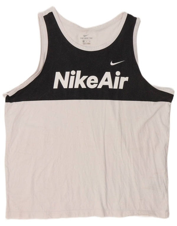 Ανδρικό γραφικό γιλέκο Nike 2XL λευκό βαμβακερό