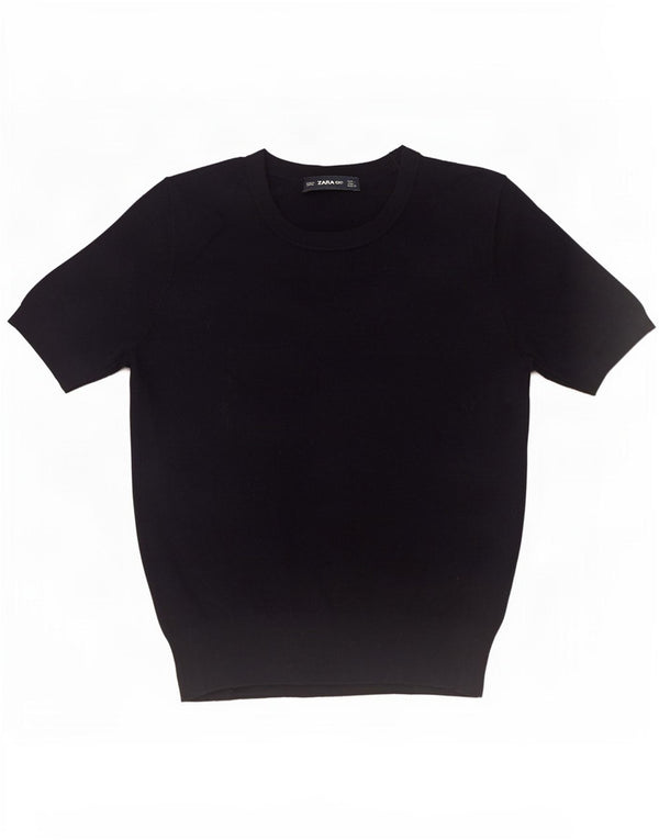 Zara Γυναικεία Μπλούζα Τοπ UK 14 Large Navy Blue Viscose