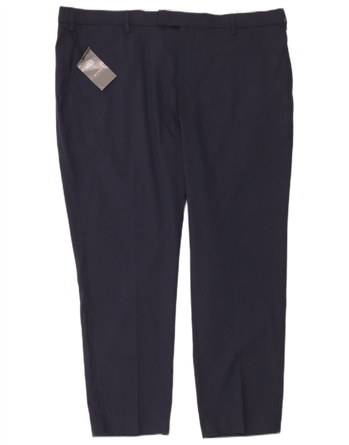 Ανδρικό παντελόνι Chino Marks & Spencer W42 L29 Navy Blue Polyester