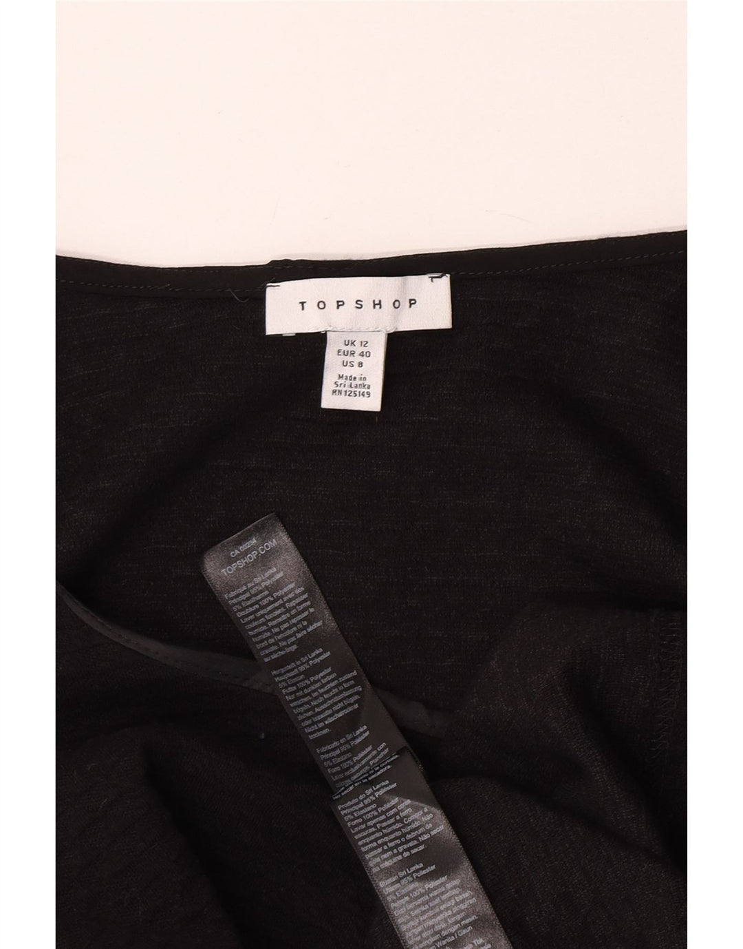 Topshop Γυναικείο Μίνι Βασικό Φόρεμα UK 12 Μεσαίου Μαύρου Πολυεστέρα