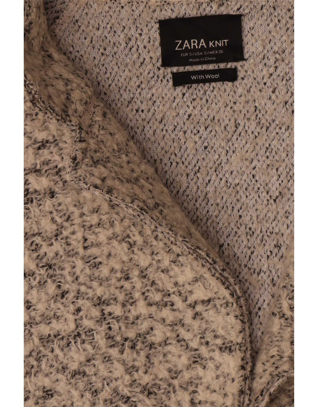 Zara Γυναικείο Πανωφόρι UK 10 Small Beige Flecked Wool