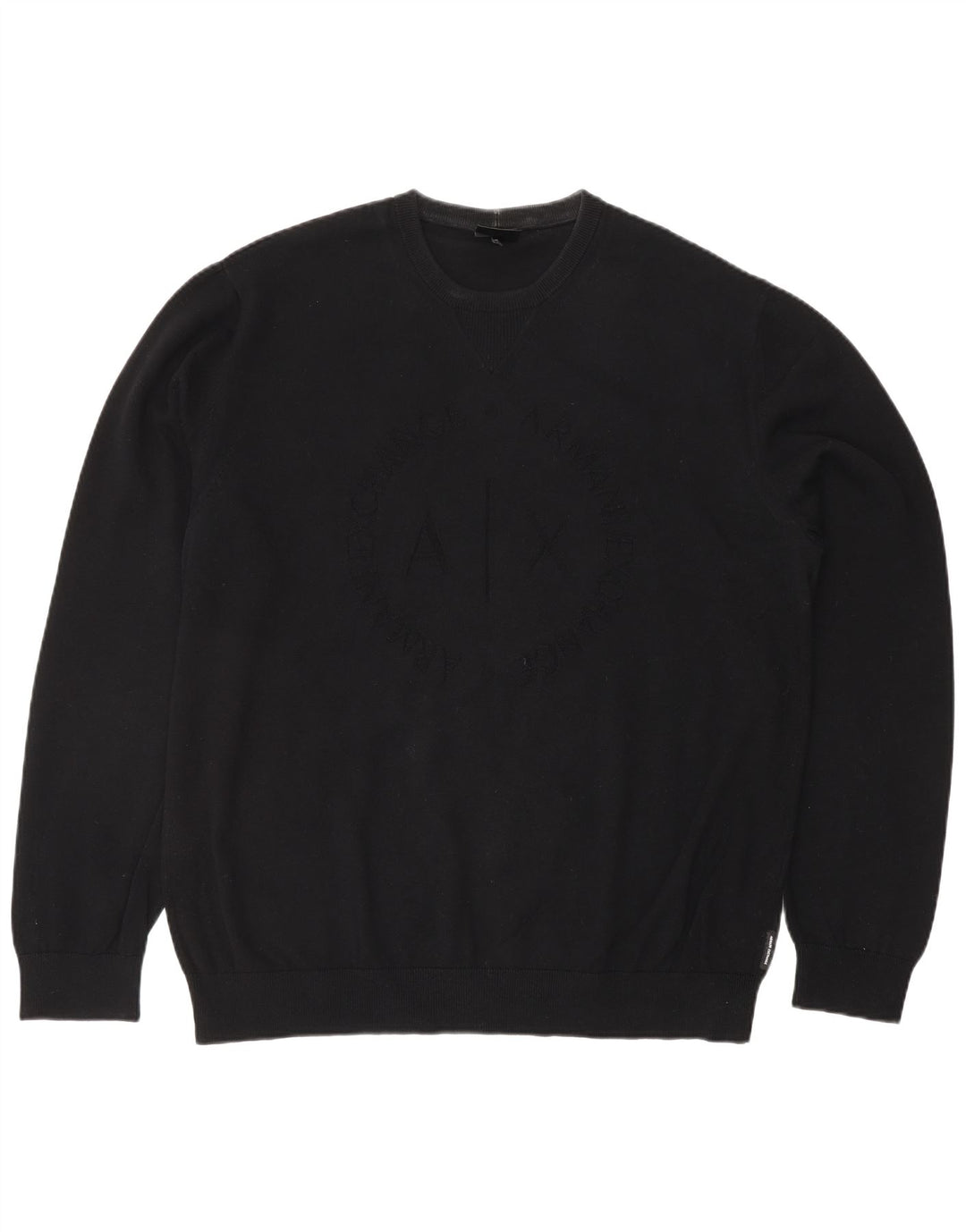 ARMANI EXCHANGE Ανδρικό γραφικό πουλόβερ με λαιμόκοψη, μεγάλο μαύρο βαμβακερό