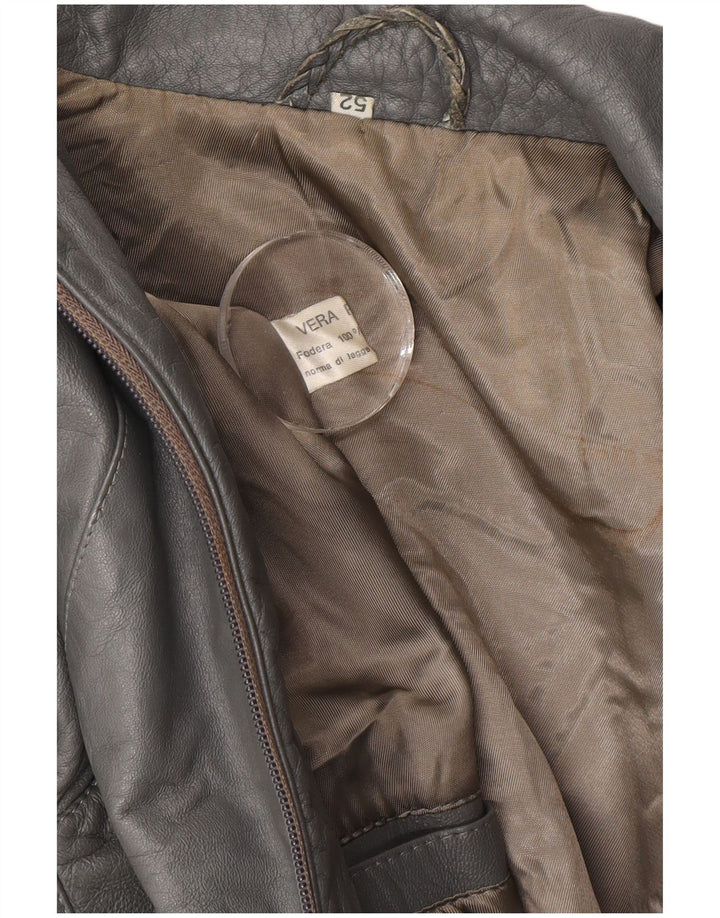 Vintage Ανδρικό Δερμάτινο Μπουφάν IT 52 XL Γκρι Δερμάτινο