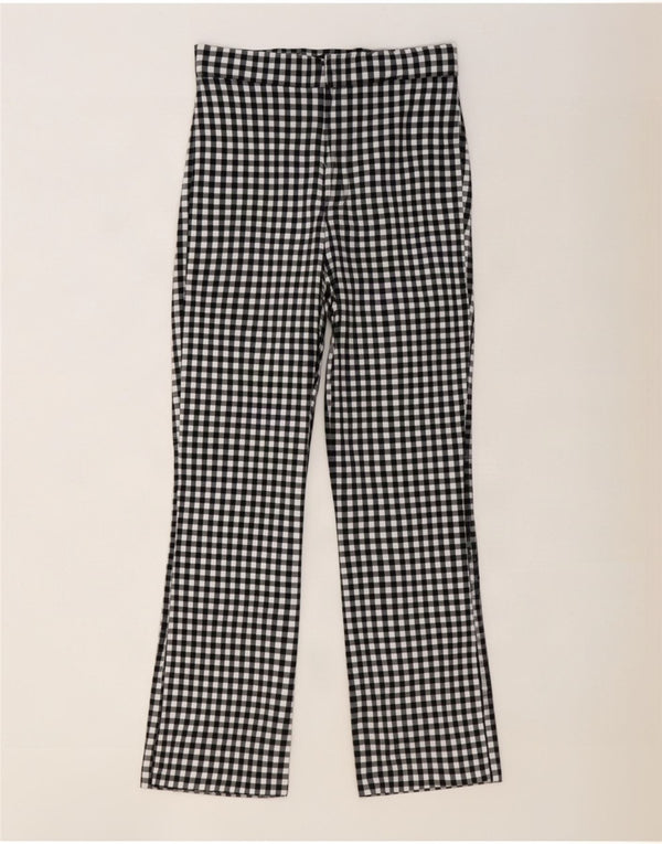 Zara Γυναικείο Bootcut Casual Παντελόνι Μεγάλο W30 L27 Μαύρο Gingham