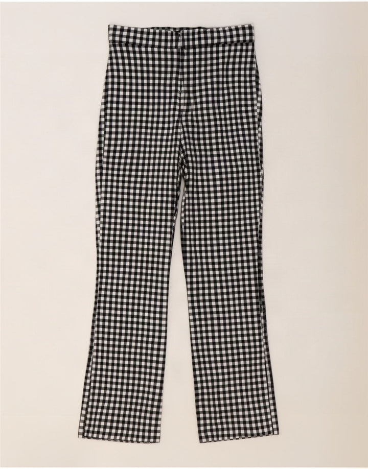 Zara Γυναικείο Bootcut Casual Παντελόνι Μεγάλο W30 L27 Μαύρο Gingham
