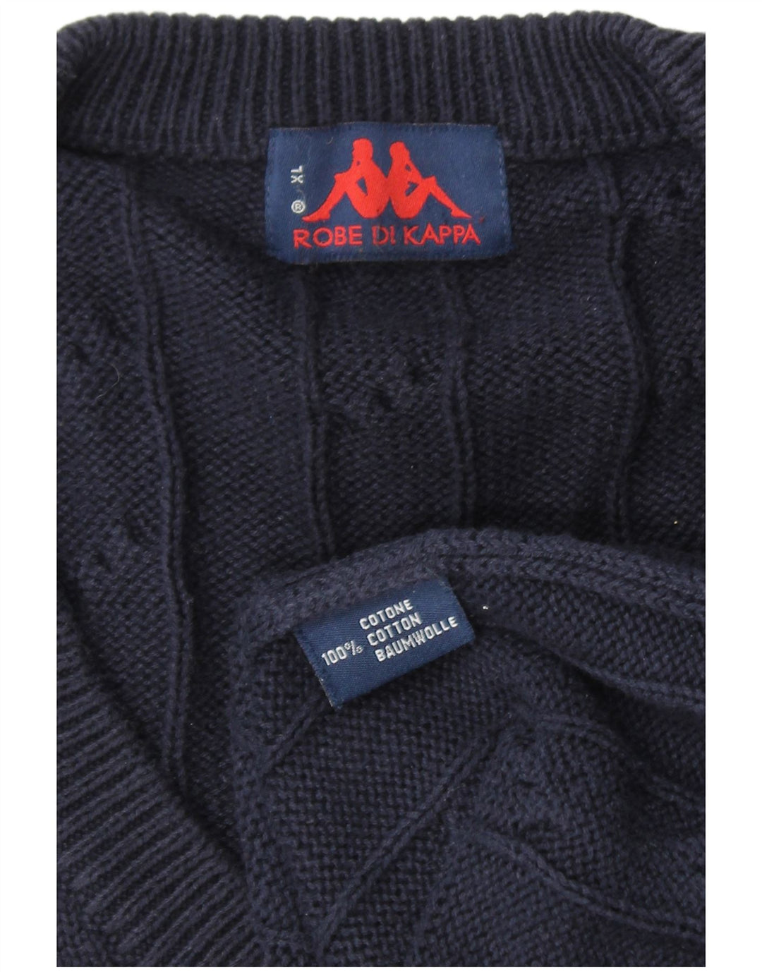 KAPPA Ανδρικό πουλόβερ με λαιμόκοψη με V λαιμόκοψη XL Μπλε βαμβακερό