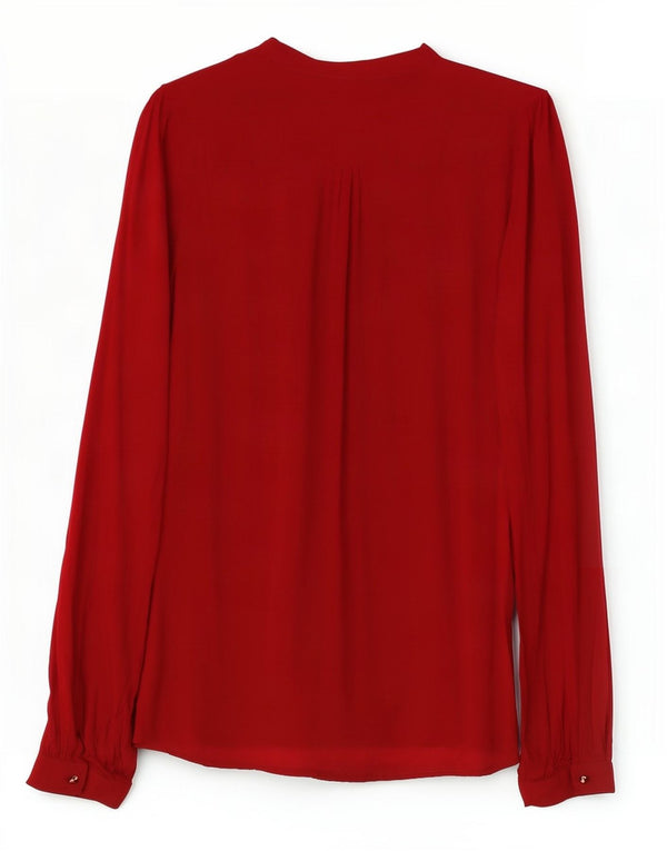 Zara Γυναικεία Μπλούζα Στρατιωτική Μπλούζα UK 10 Small Burgundy