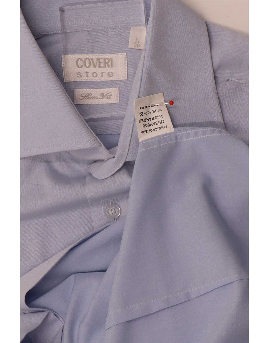 Ανδρικό πουκάμισο Coveri Slim Fit Μέγεθος 38 15 Μεσαίο Μπλε Μικροΐνες