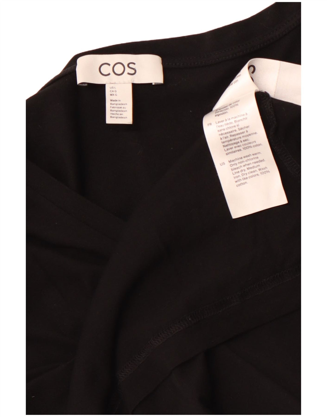 COS Γυναικείο T-Shirt Top UK 16 μεγάλο μαύρο βαμβακερό