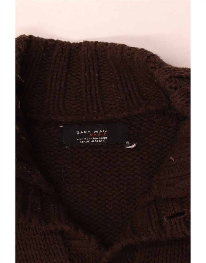 Ανδρικό πουλόβερ Zara Ζακέτα Μεσαίο Καφέ