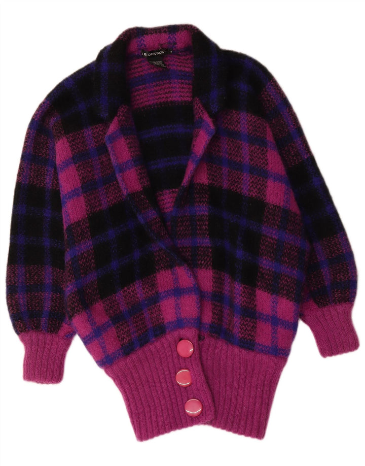 I.B Diffusion Γυναικείο πουλόβερ Longline Cardigan UK 10 Small Purple Check