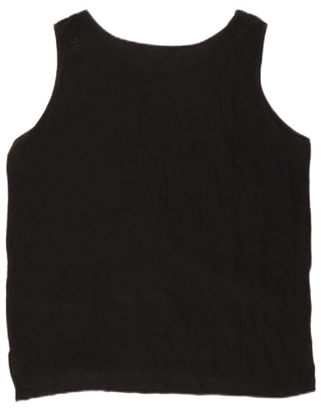 VINTAGE Γυναικεία Αμάνικη Μπλούζα Τοπ UK 14 Medium Black Silk