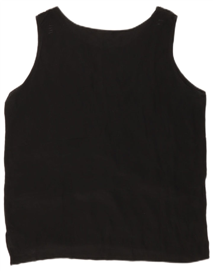 VINTAGE Γυναικεία Αμάνικη Μπλούζα Τοπ UK 14 Medium Black Silk