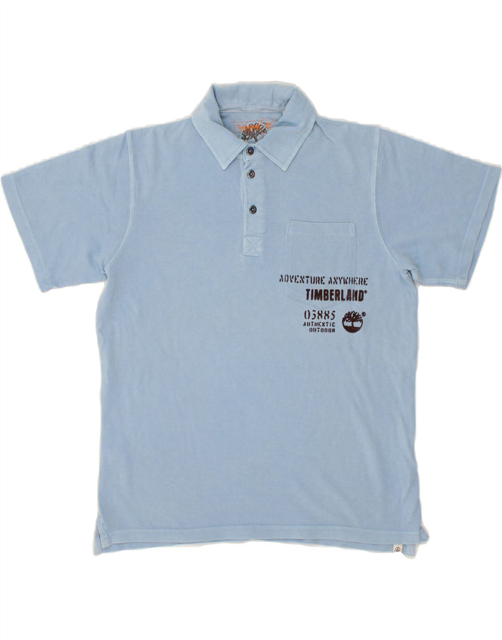 TIMBERLAND Boys Graphic Polo Shirt 13-14 Years Blue Vintage Timberland and Second-Hand Timberland from Messina Hembry 