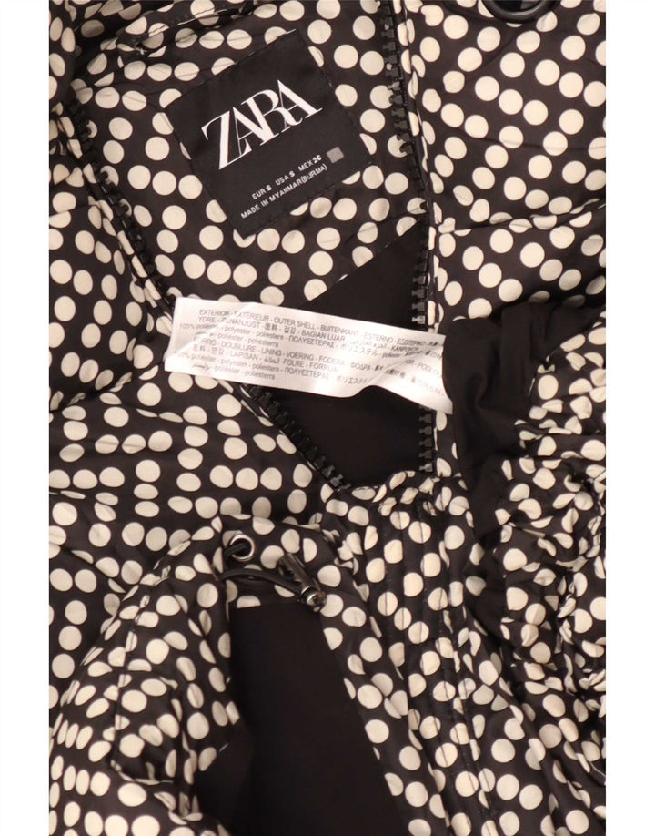 Zara γυναικείο μπουφάν με κουκούλα μεγάλου μεγέθους με επένδυση UK 10 μικρά μαύρα πουά