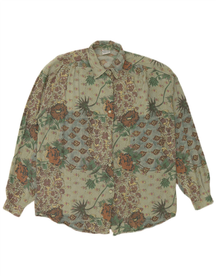 BENETTON Γυναικείο πουκάμισο UK 18 XL Πράσινη φλοράλ βισκόζη