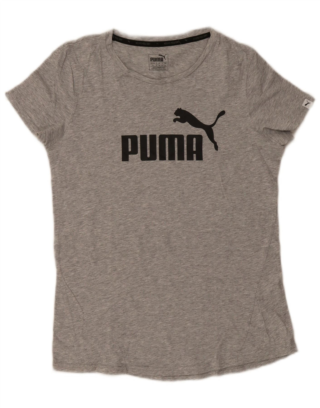 Γυναικείο γραφικό μπλουζάκι Puma Top UK 14 μεσαίο γκρι βαμβακερό