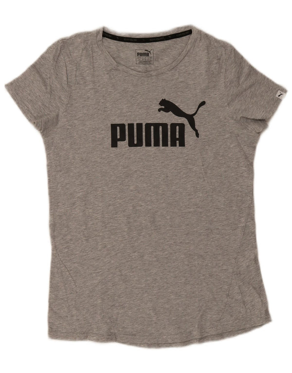 Γυναικείο γραφικό μπλουζάκι Puma Top UK 14 μεσαίο γκρι βαμβακερό