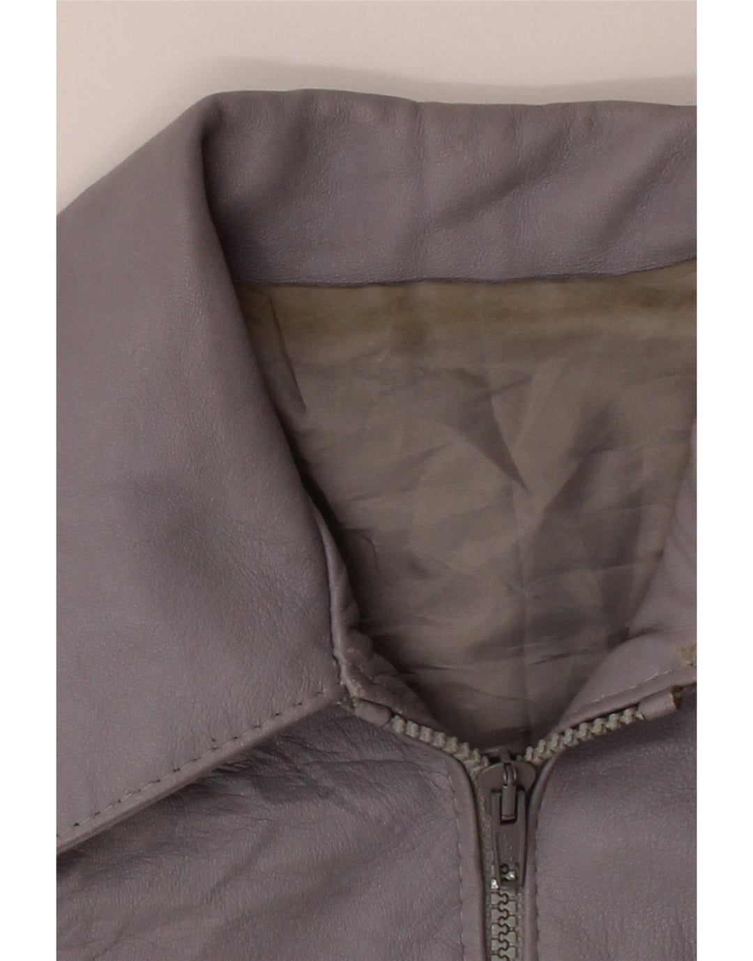 VINTAGE Womens Leather Jacket UK 14 Medium Grey Vintage Vintage and Second-Hand Vintage from Messina Hembry 