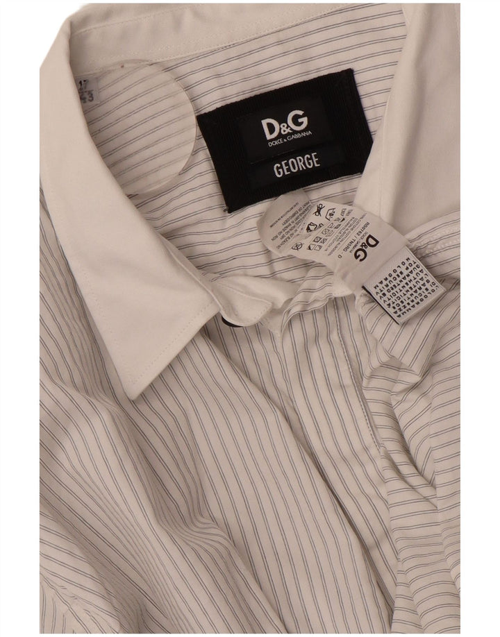 DOLCE & GABBANA Ανδρικό πουκάμισο George με μέγεθος 17 43 XL Λευκό ριγέ