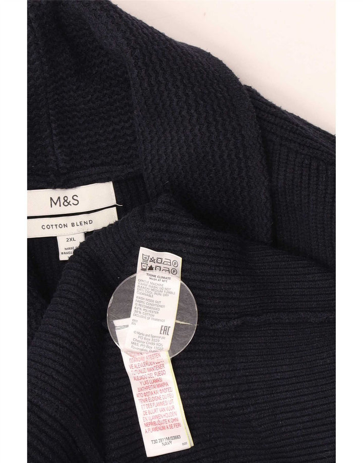 Ανδρικό πουλόβερ ζακέτα Marks & Spencer 2XL Navy Blue Polyester