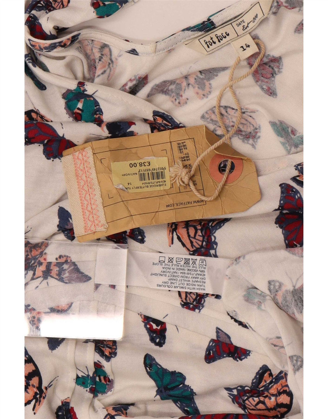 Fat Face Γυναικείο Sundress UK 14 Medium White Viscose Butterfly