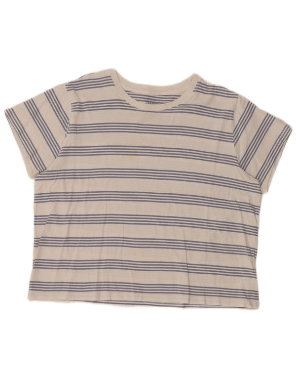 Γυναικείο T-Shirt L.L.Bean Top UK 16 μεγάλο λευκό ριγέ βαμβακερό