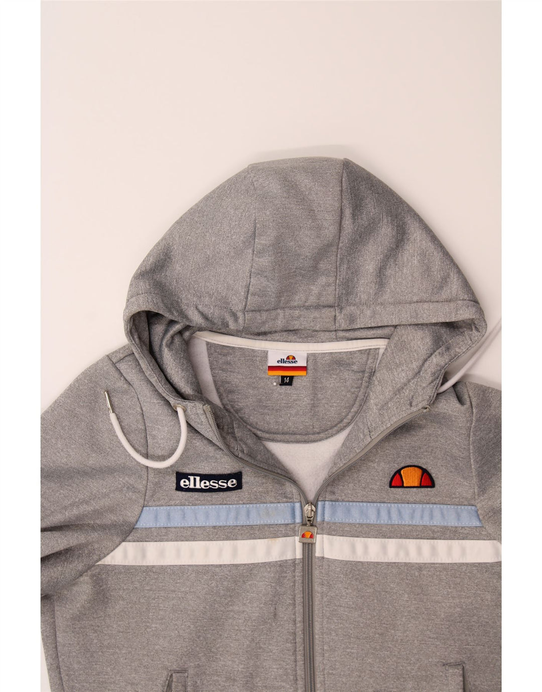 ELLESSE Womens Zip Hoodie Sweater UK 14 Large Grey Polyester Vintage Ellesse and Second-Hand Ellesse from Messina Hembry 
