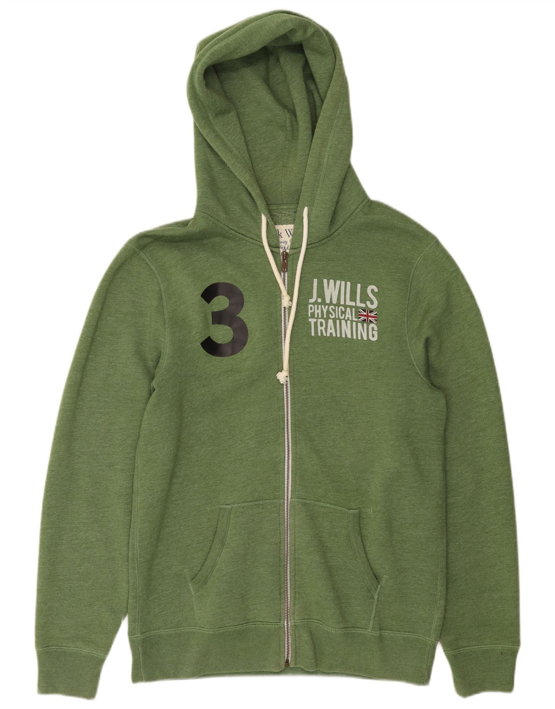 Ανδρικό πουλόβερ με κουκούλα με φερμουάρ JACK WILLS Μεγάλο πράσινο βαμβακερό