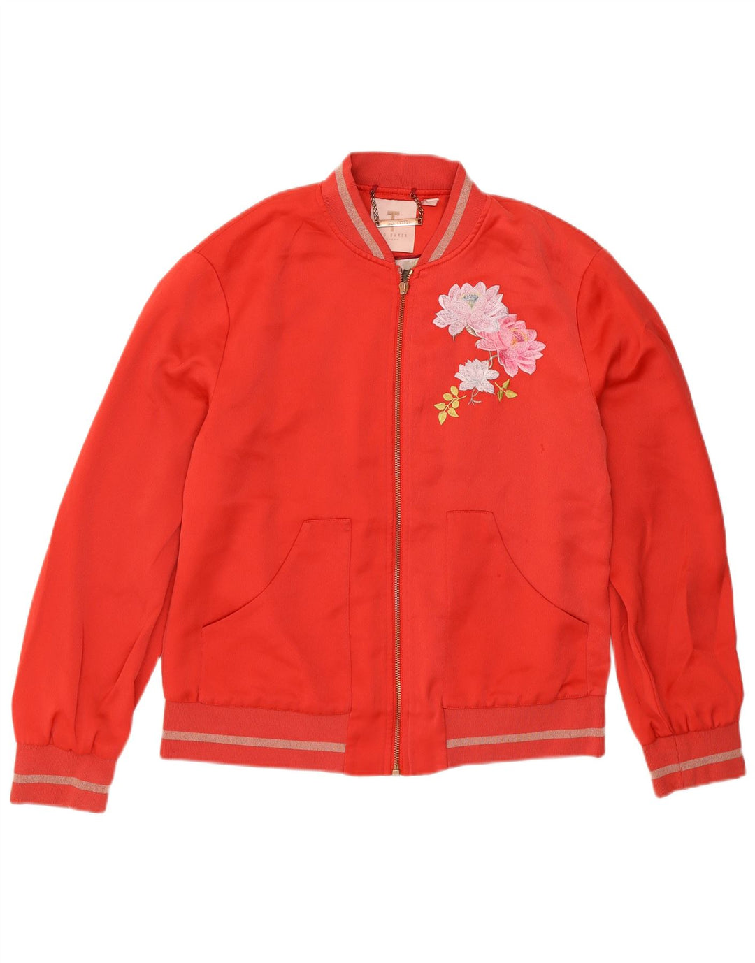 Ted Baker Γυναικείο Bomber Jacket UK 12 Medium Red Floral Polyester