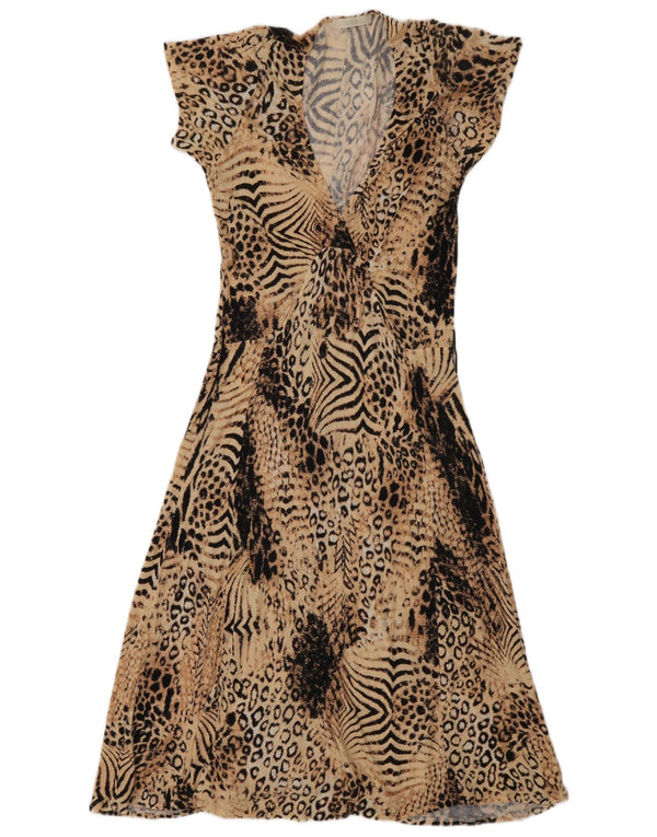 Marks & Spencer Γυναικείο φόρεμα A-Line UK 8 Small Beige Animal print